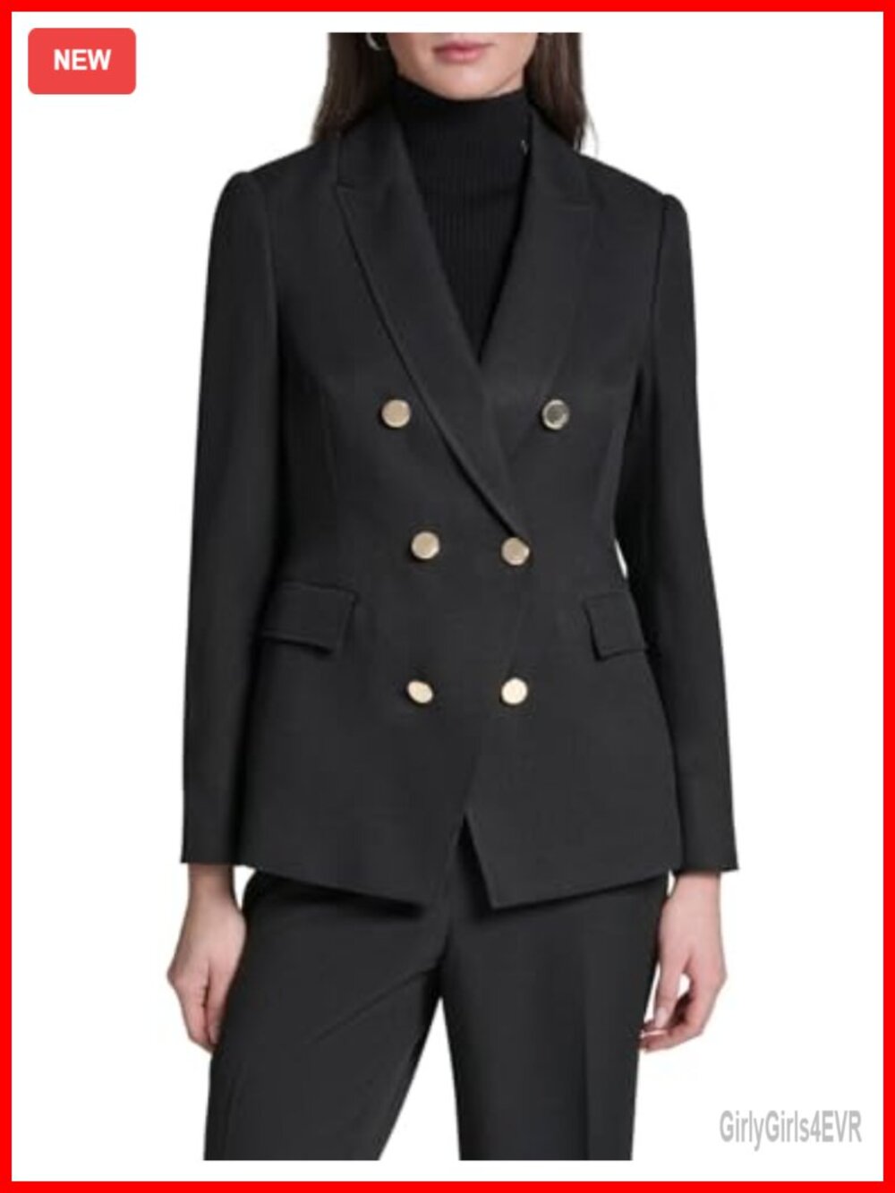 Classic Double Breasted Blazer Long Sleeve Polyester Business Casual
